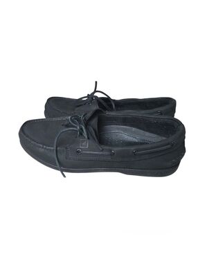 Sperry Mens Top-Sider Original Size 10 M Black Leather Boat Shoes